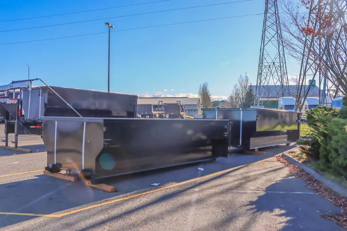 Roll-off dumpster ready for waste disposal at job site for 4 Yard Dumpster Rental in New Whiteland